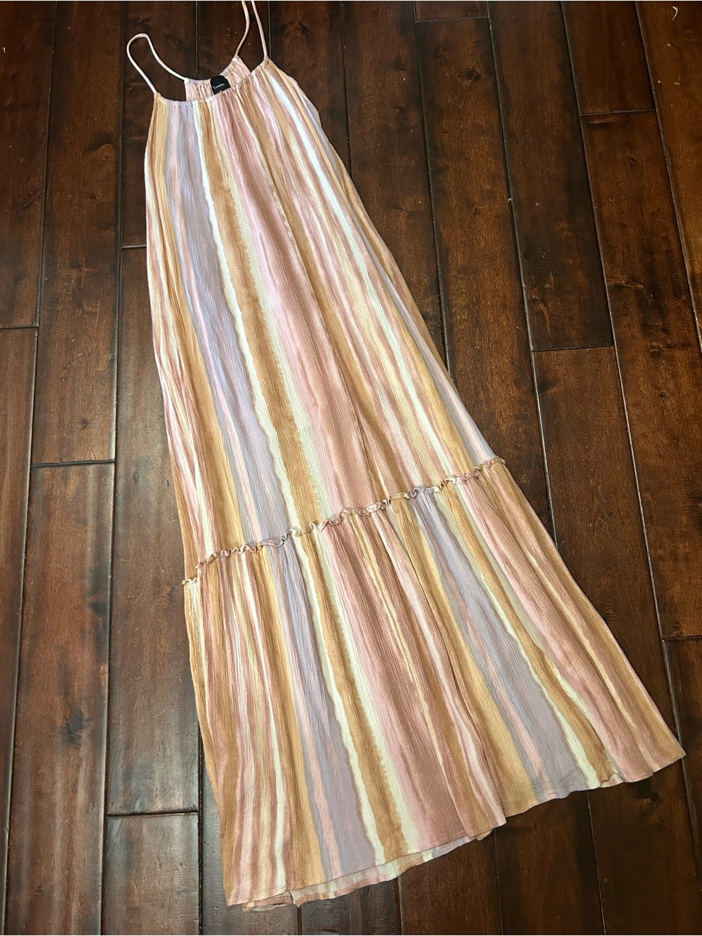 Striped Pastel Maxi Dress — Pink Multicolor